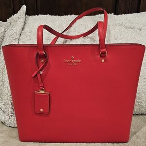 Kate Spade Red Saffiano Leather Tote